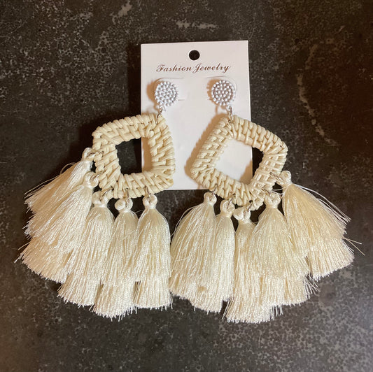 Woven Open Tassel Earrings