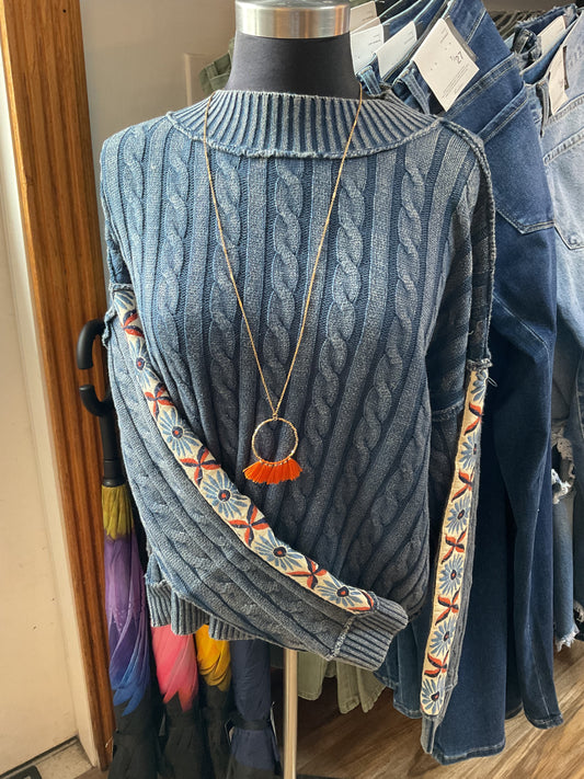 POL heather blue sweater