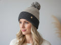 split color knit beanie