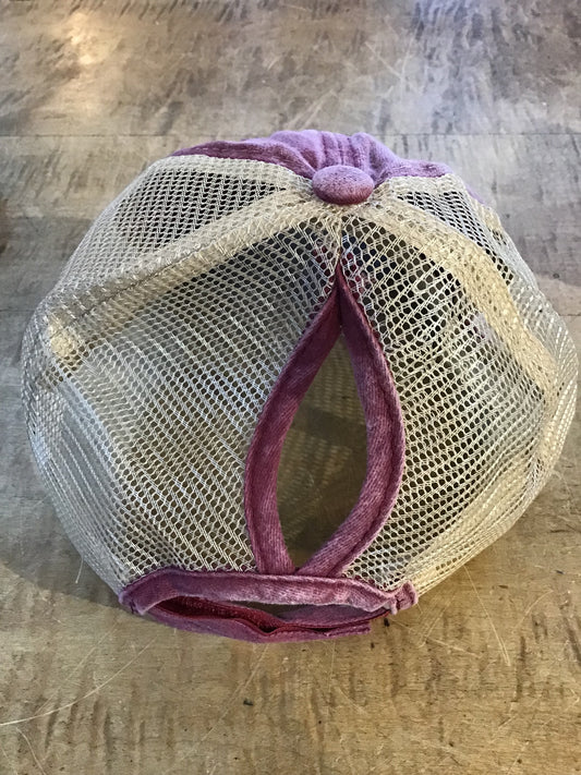 Baseball Hat with Ponytail Hole Baseball Mom Pink