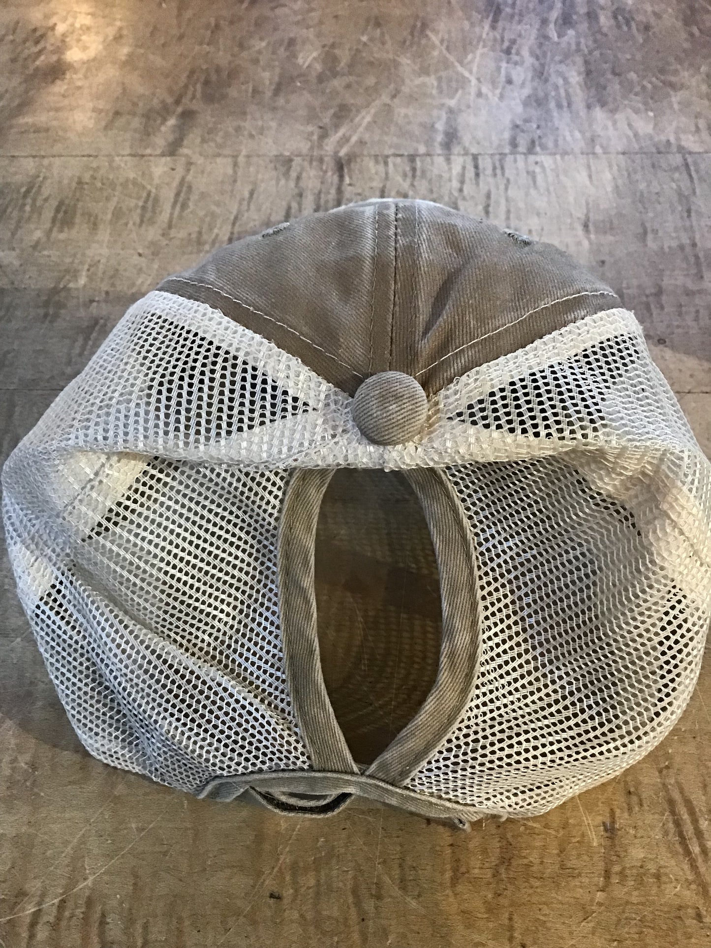 Baseball Hat with Ponytail Hole Baseball Mom Khaki