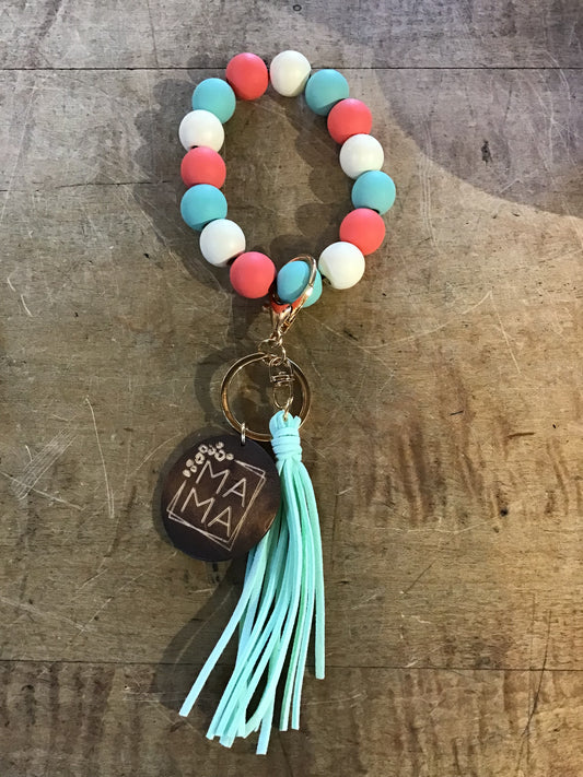 MaMa Aqua Multi Beaded Bracelet Key Ring