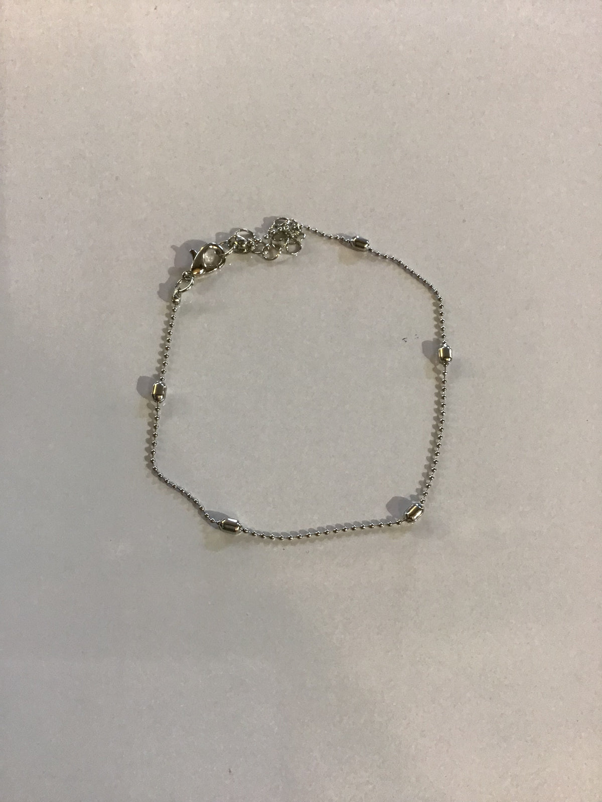 Silver Tone Anklet Spaced Balls