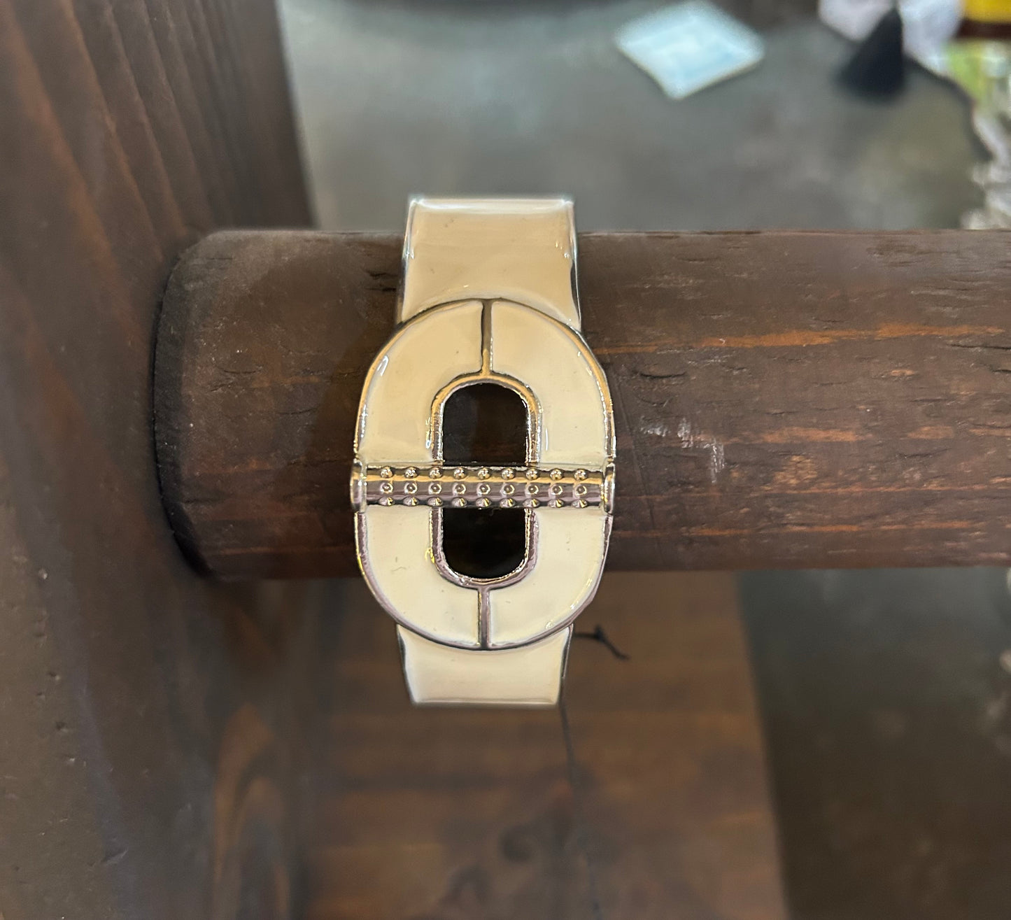 Silver and White Buckle Bracelet