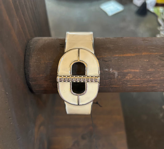 Silver and White Buckle Bracelet