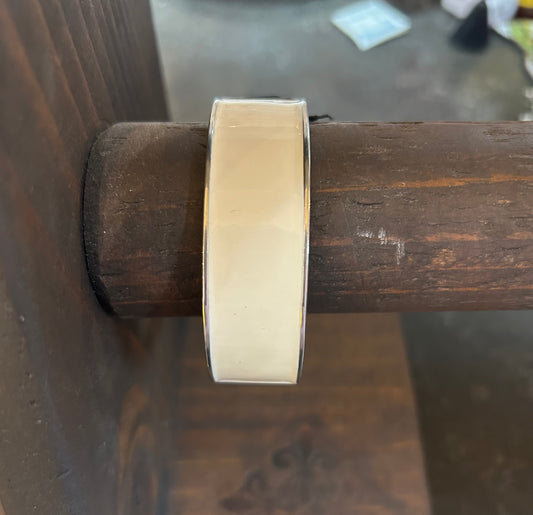 Silver and White Buckle Bracelet