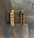 Pleather Rhinestone Magnetic Closure Bracelet