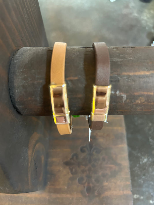 Pleather Rhinestone Magnetic Closure Bracelet