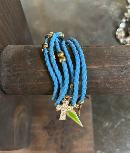 Royal Blue Gold Cross Bracelet