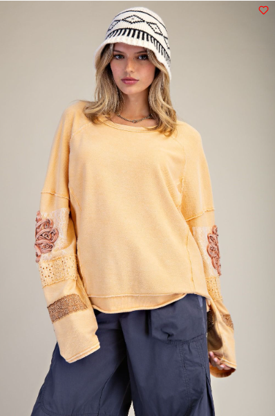 APRIL INSIDE OUT WASHED TERRY PULLOVER