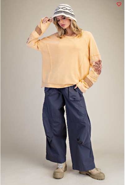 APRIL INSIDE OUT WASHED TERRY PULLOVER