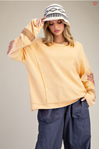 APRIL INSIDE OUT WASHED TERRY PULLOVER