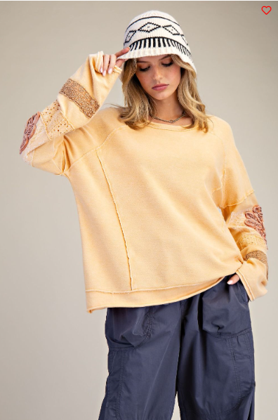 APRIL INSIDE OUT WASHED TERRY PULLOVER