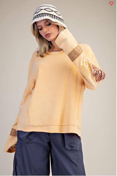 APRIL INSIDE OUT WASHED TERRY PULLOVER