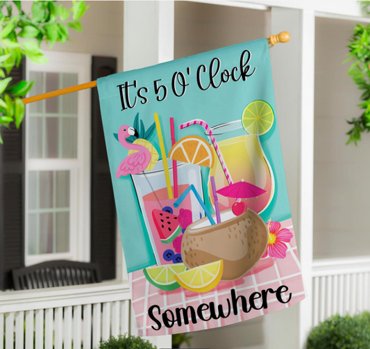It's 5 O' Clock Somewhere Applique Flag