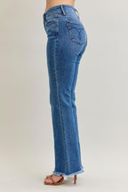 Judy Blue HW Bootcut Double Button WB & Fray Hem