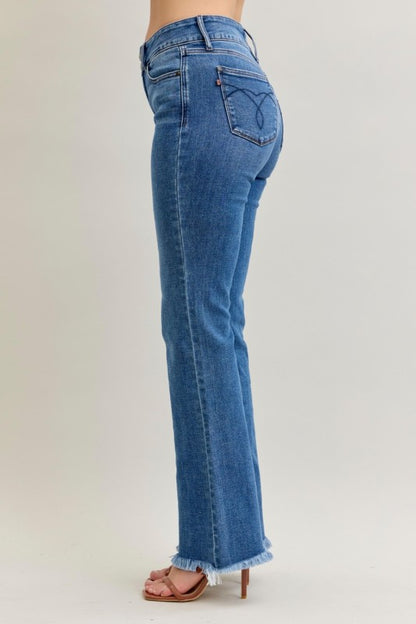 Judy Blue HW Bootcut Double Button WB & Fray Hem
