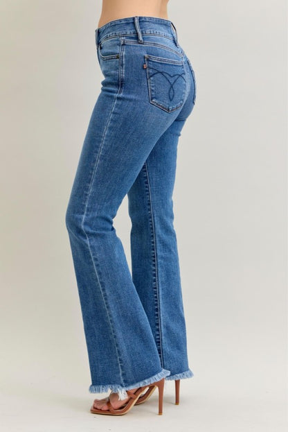 Judy Blue HW Bootcut Double Button WB & Fray Hem
