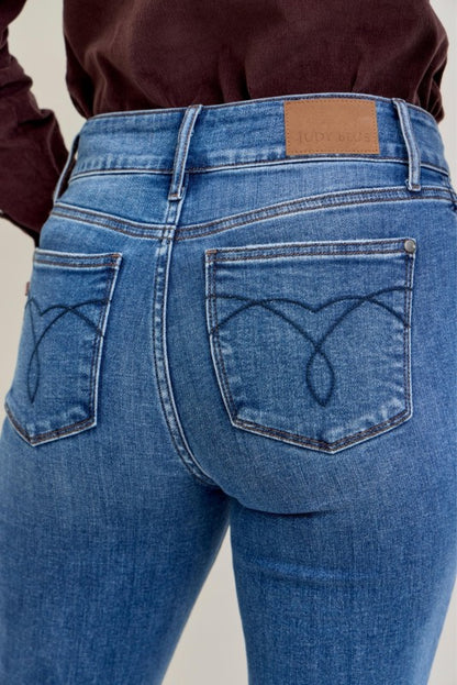 Judy Blue HW Bootcut Double Button WB & Fray Hem