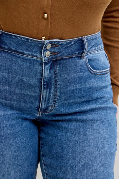 Judy Blue HW Bootcut Double Button WB & Fray Hem