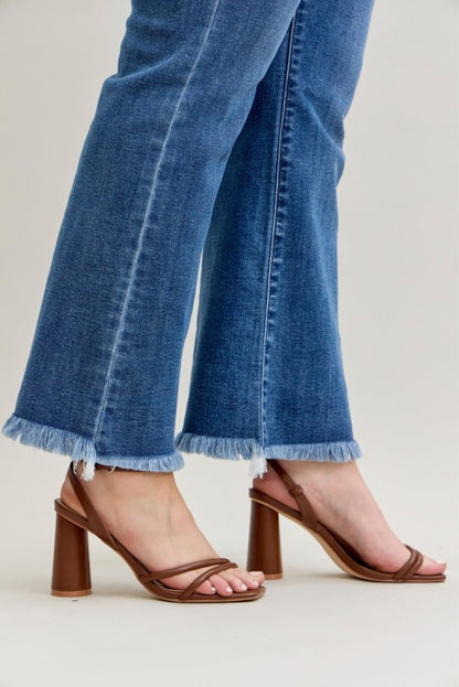 Judy Blue HW Bootcut Double Button WB & Fray Hem