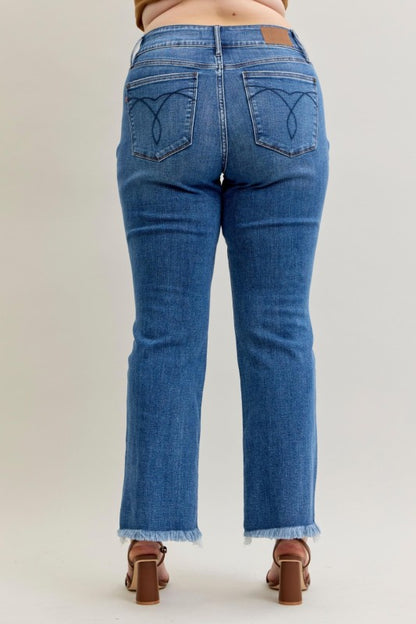 Judy Blue HW Bootcut Double Button WB & Fray Hem