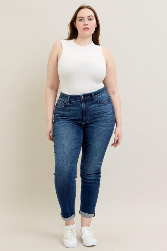 Judy Blue Core Dark Wash Cuffed Slim Fit