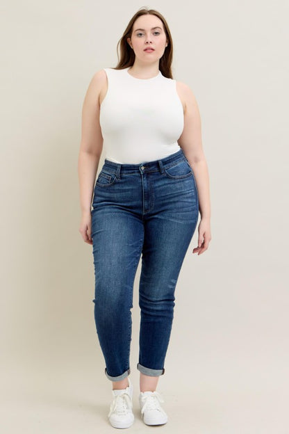 Judy Blue Core Dark Wash Cuffed Slim Fit