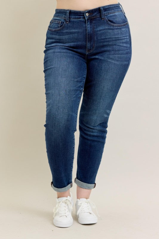 Judy Blue Core Dark Wash Cuffed Slim Fit