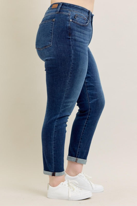 Judy Blue Core Dark Wash Cuffed Slim Fit