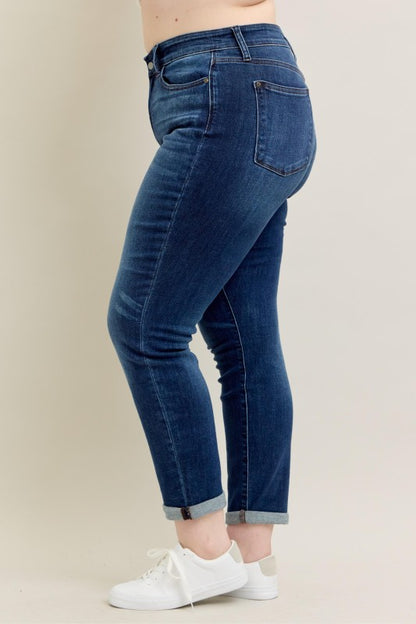 Judy Blue Core Dark Wash Cuffed Slim Fit