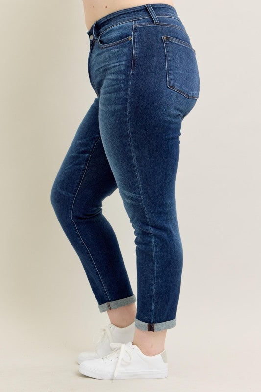 Judy Blue Core Dark Wash Cuffed Slim Fit