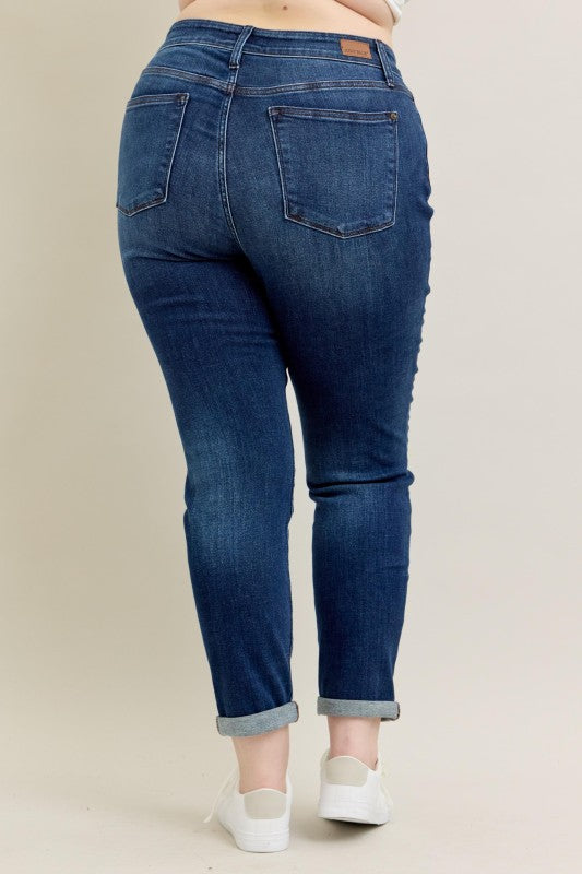 Judy Blue Core Dark Wash Cuffed Slim Fit