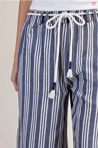 Kaily Striped Linen Washed Palazzo Pants