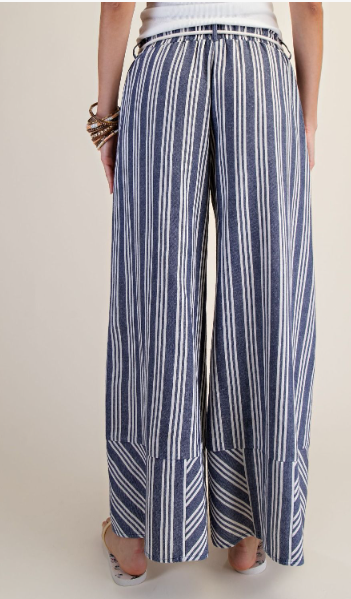 Kaily Striped Linen Washed Palazzo Pants