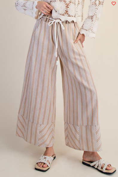 Kaily Striped Linen Washed Palazzo Pants