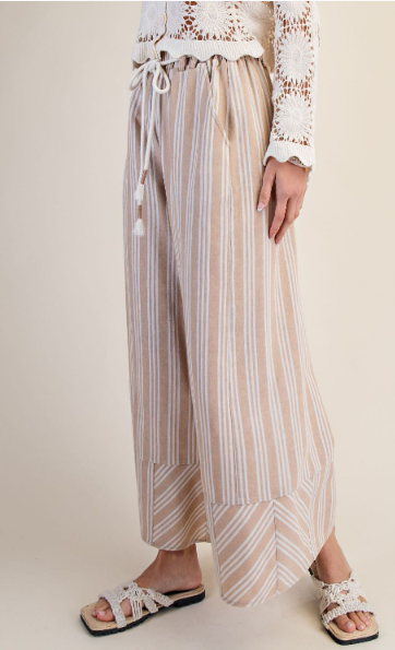 Kaily Striped Linen Washed Palazzo Pants