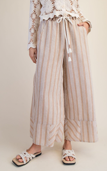 Kaily Striped Linen Washed Palazzo Pants
