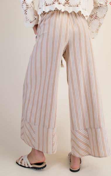 Kaily Striped Linen Washed Palazzo Pants