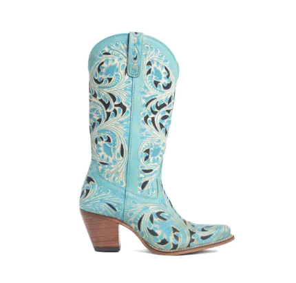 Kasiopeah Hand-tooled Boots in Turquoise