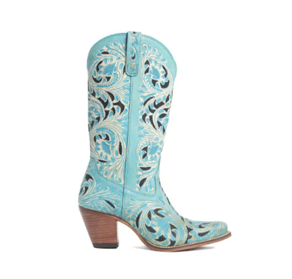 Kasiopeah Hand-tooled Boots in Turquoise