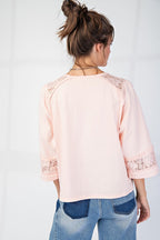 Let's Go LACE BOW PATCH COTTON JERSEY TOP