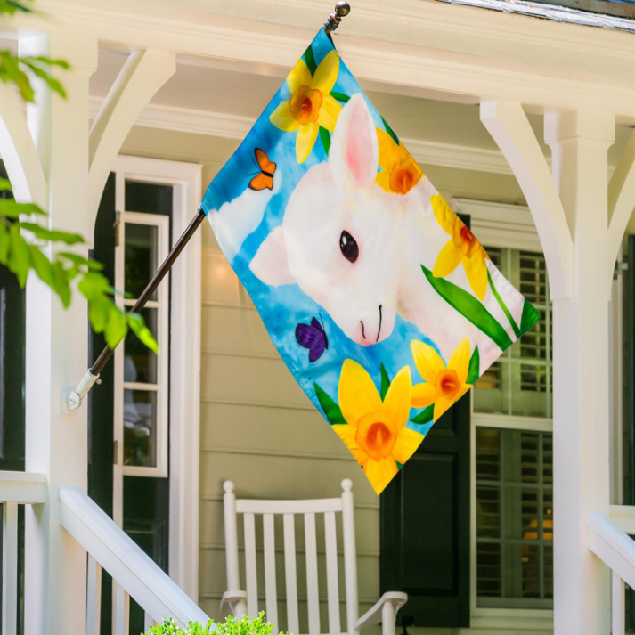 Lamb in Daffodil Field Applique Flag