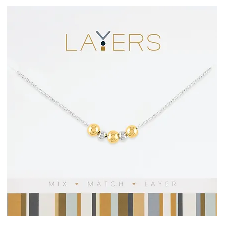 Silver Two-Tone Mini Ball Layers Necklace Lay-565S