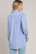 Striped Long Oversized Button Up Dress Shirt