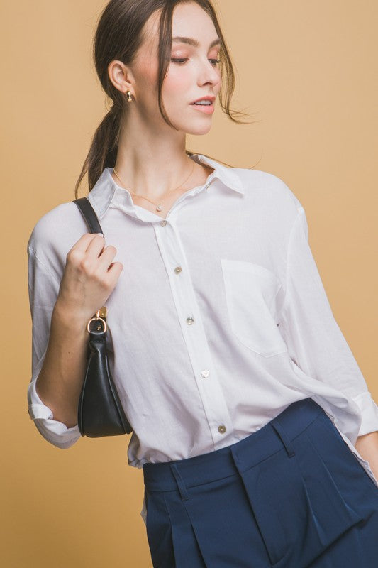 Loose Button-Down Linen Shirt