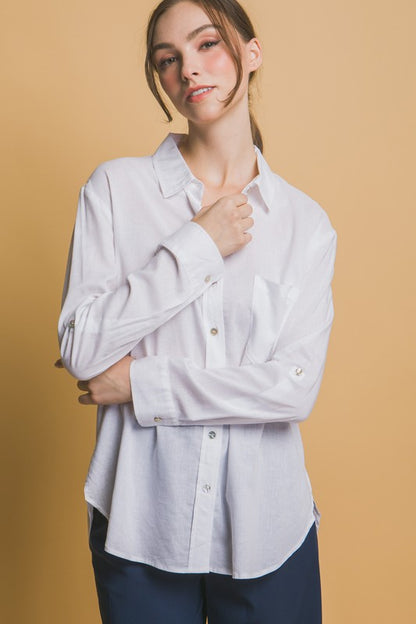 Loose Button-Down Linen Shirt