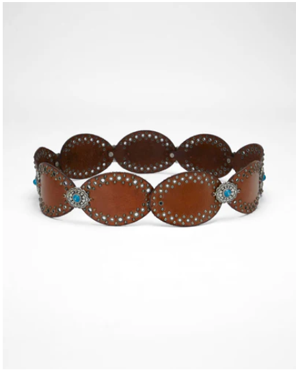 Loyal West Alta Buena Leather Belt In Calfskin-Dark Brown