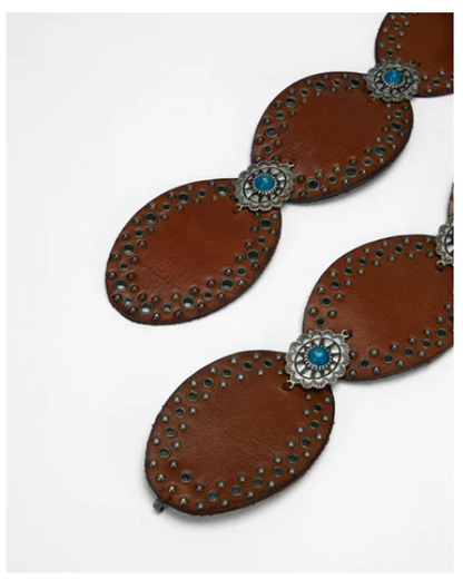 Loyal West Alta Buena Leather Belt In Calfskin-Dark Brown