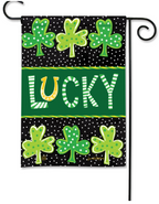 Lucky Horse Shoe & Shamrocks Garden Flag